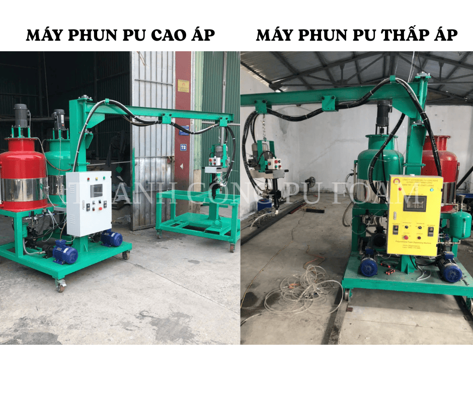 so sánh máy phun pu cao áp và thấp áp