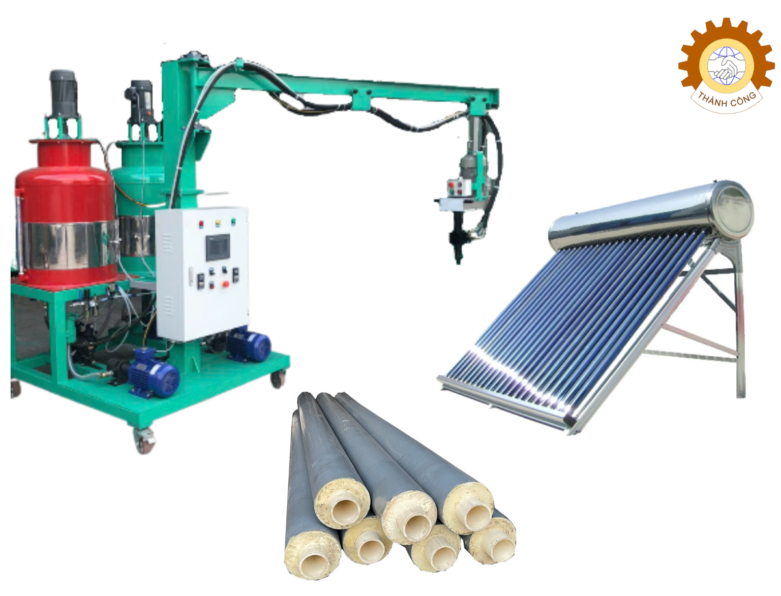 Máy Phun PU Bảo Ôn Bình Năng Lượng Mặt Trời, Đường Ống