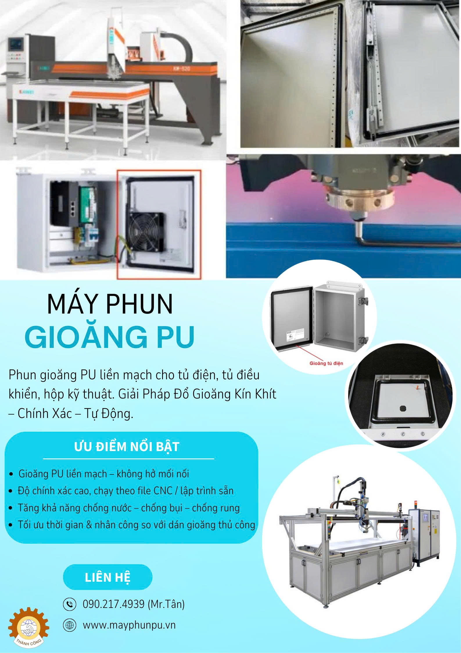 Máy Phun Gioăng PU Tủ Điện - Giải Pháp Gioăng Kín Tự Động