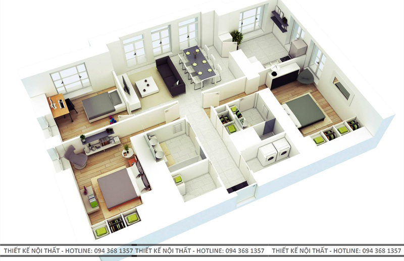 thiết kế nội thất chung cư 90m2