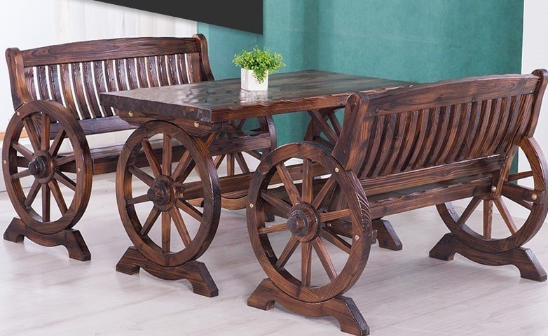 Bộ bàn ghế ngoài trời bánh xe châu âu