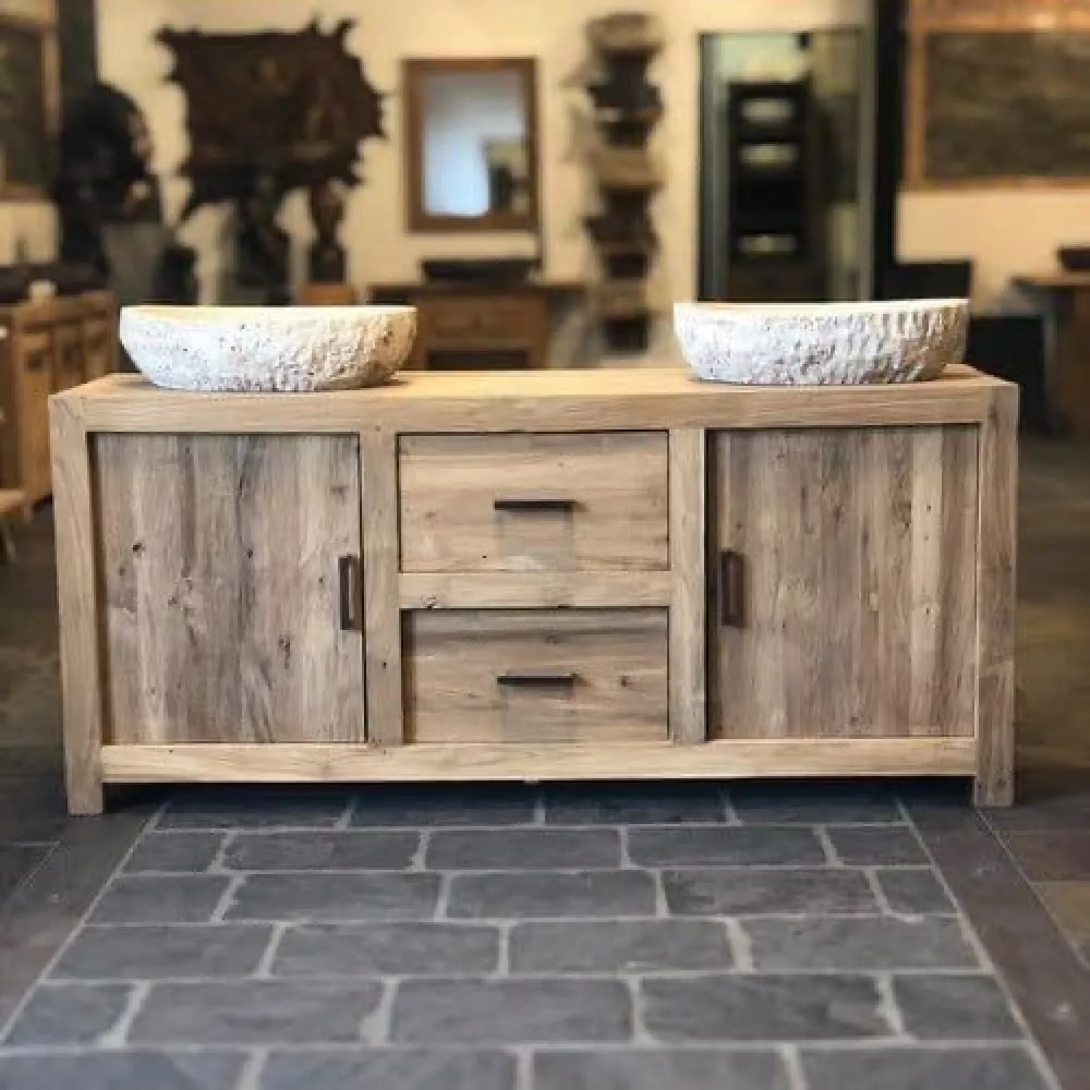 Tủ Lavabo ngoài trời gỗ tự nhiên