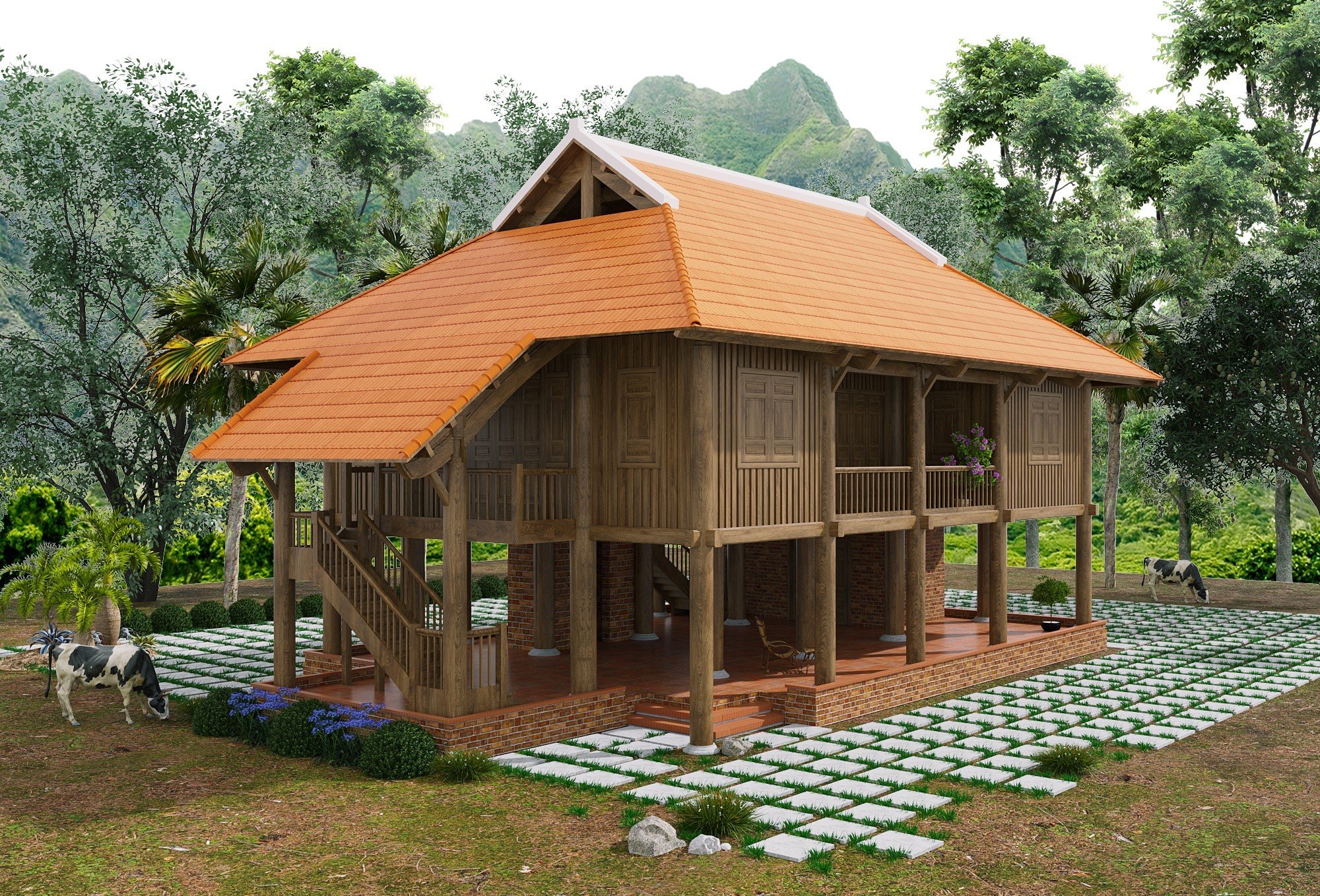 Nhà sàn gỗ trị liệu không gian chữa lành