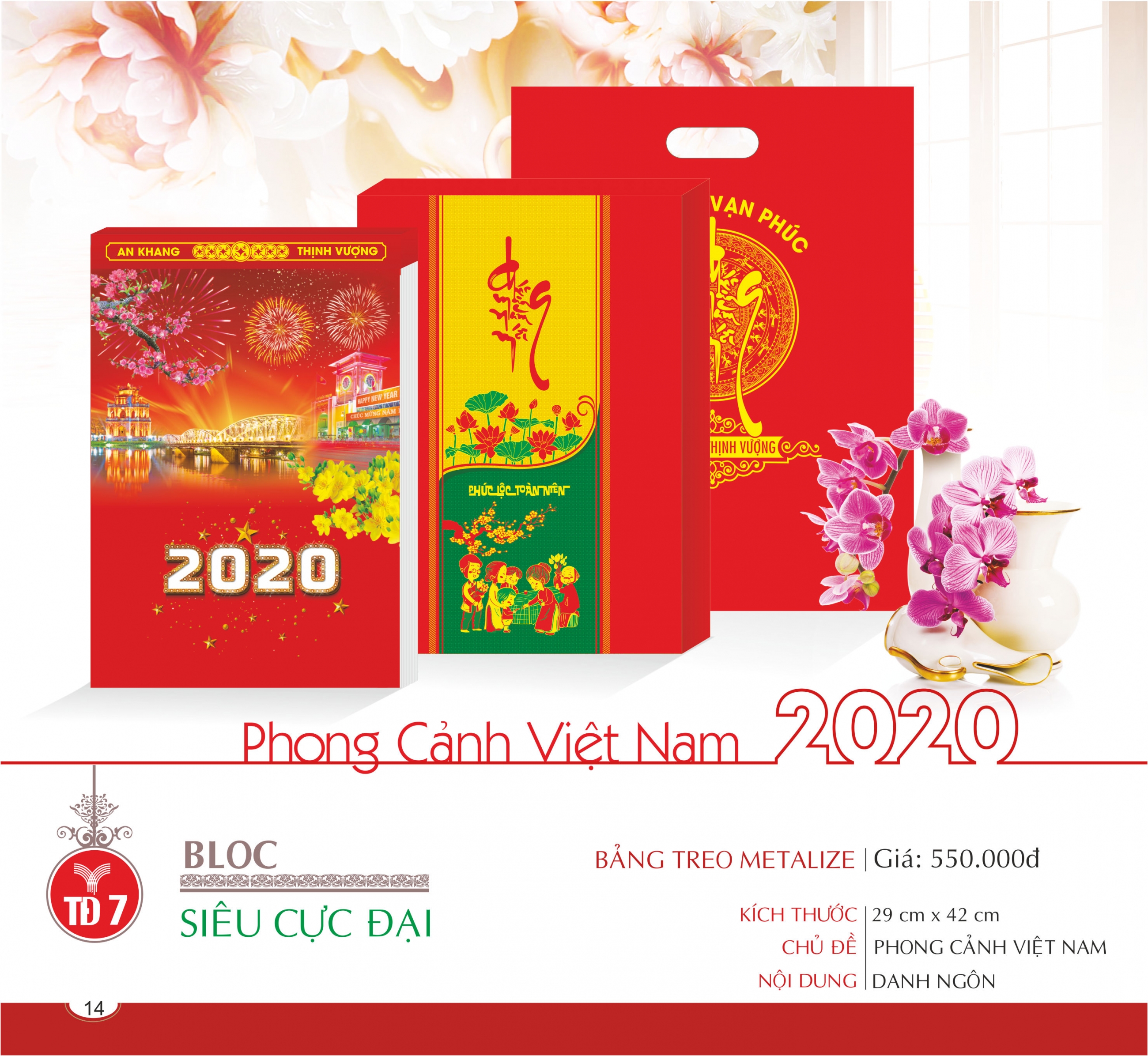 Lịch Block Siêu Cực Đại - Bảng treo Metalize