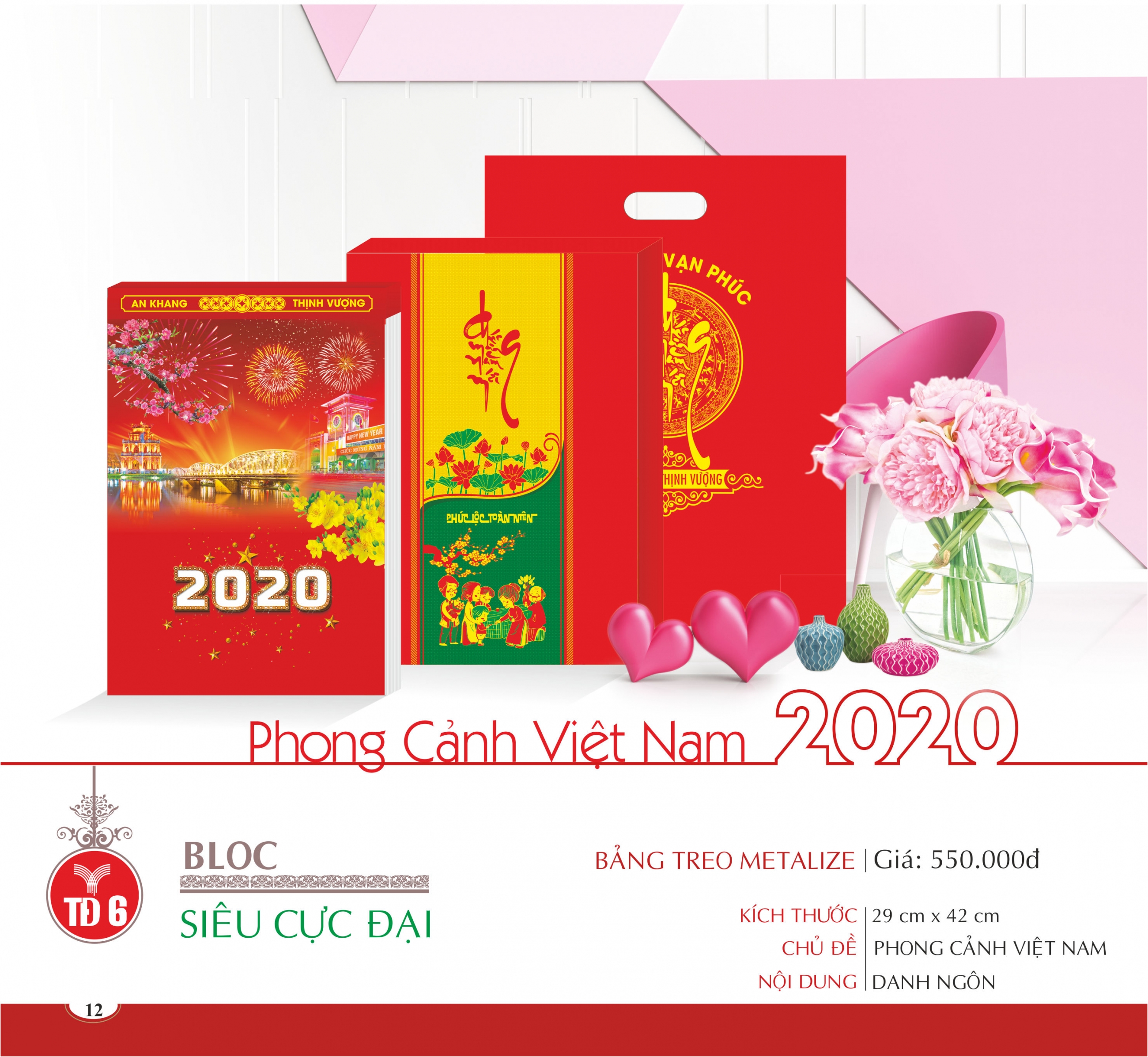 Lịch Block Siêu Cực Đại - bảng treo Metalize