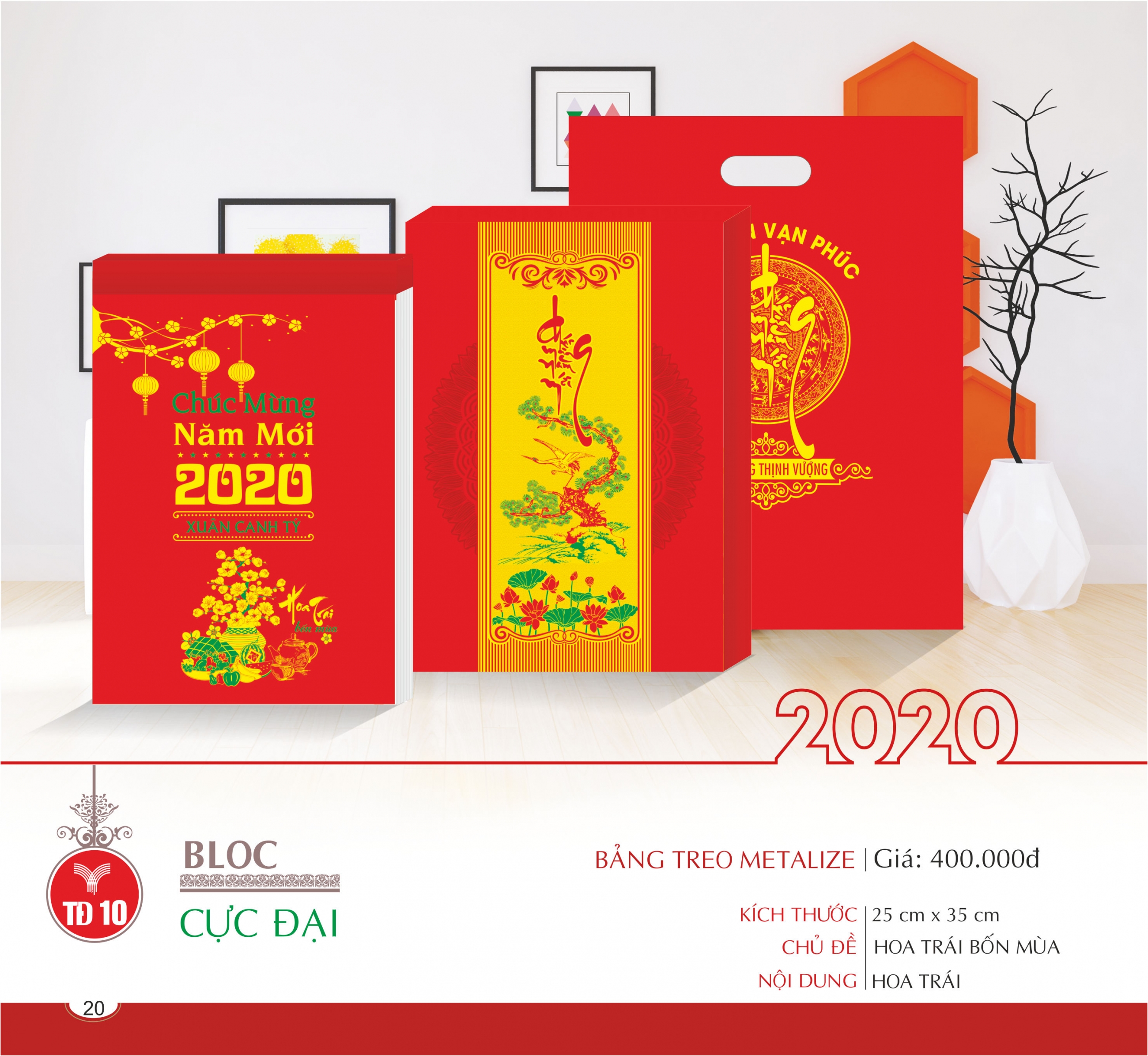 Lịch Block Cực Đại bảng treo Metalize