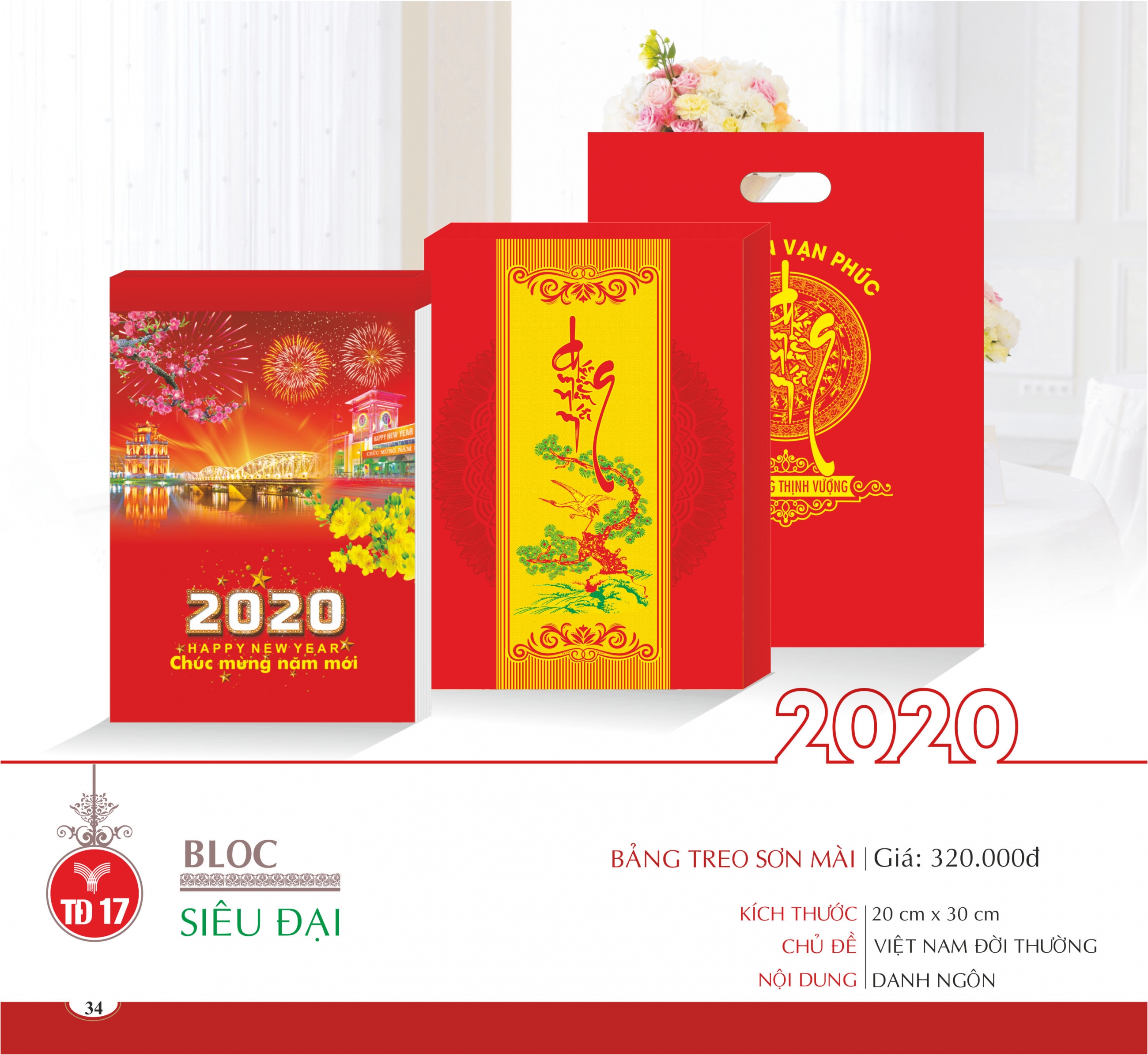 Lịch Block Siêu Đại Bảng Treo SƠn Mài