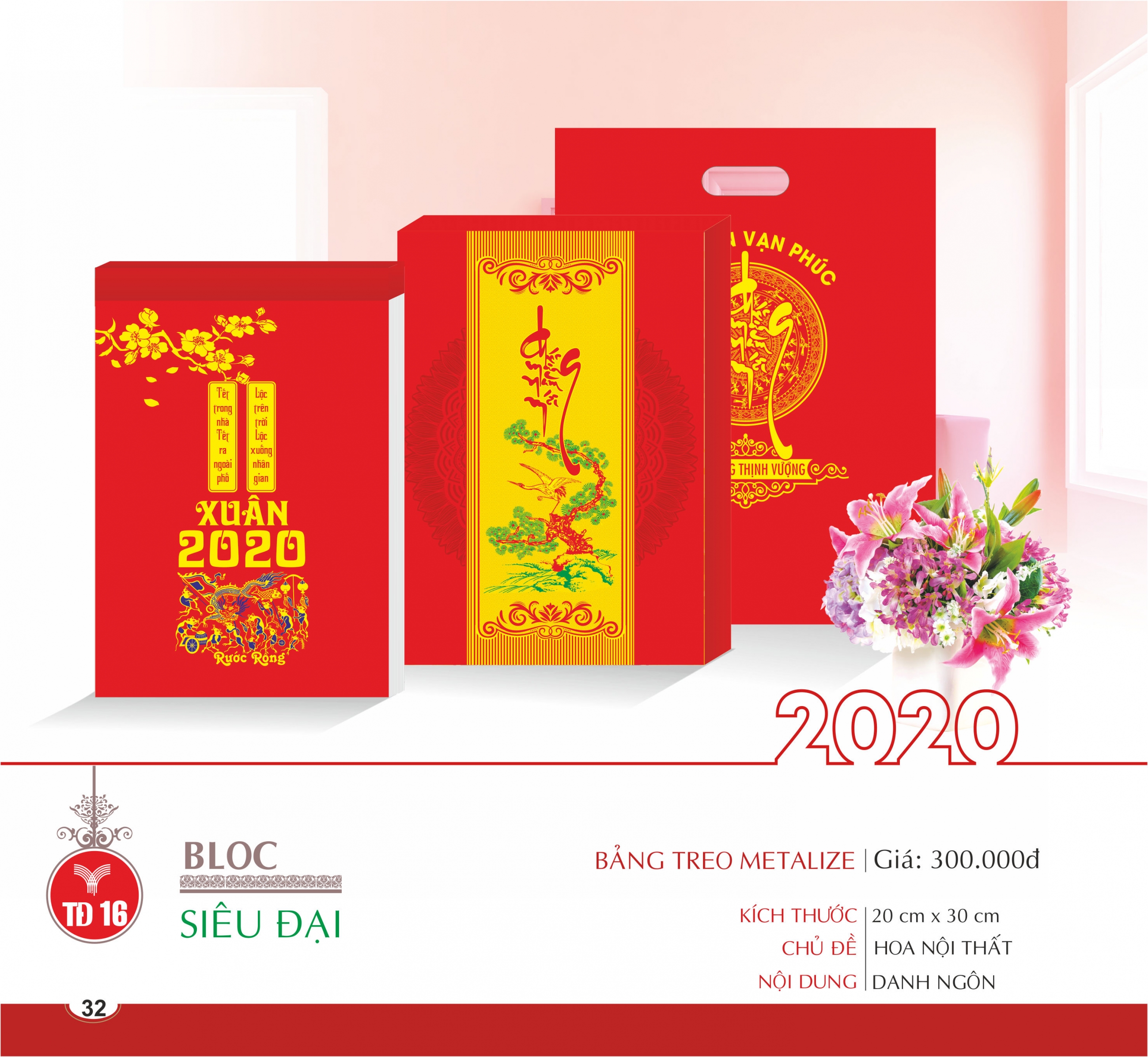 Lịch Block Siêu Đại bảng treo Metalize