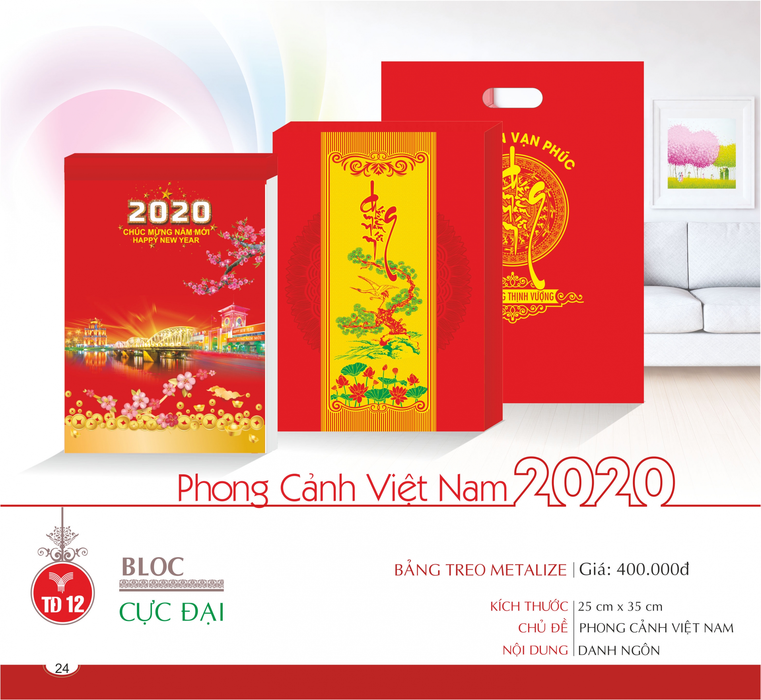 Lịch Block Cực Đại bảng treo Metalize