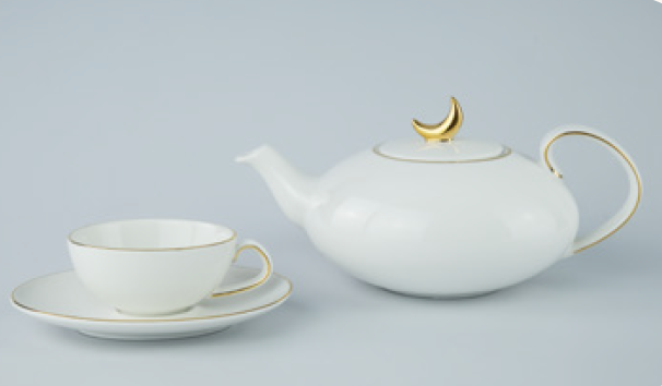 Bộ trà Minh Long Elip Nắp Trăng KHuyết Chỉ Vàng