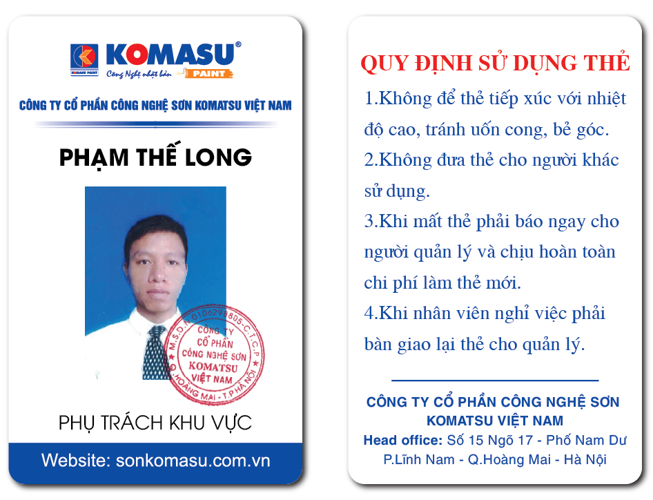 Thẻ nhân viên Cty Komasu