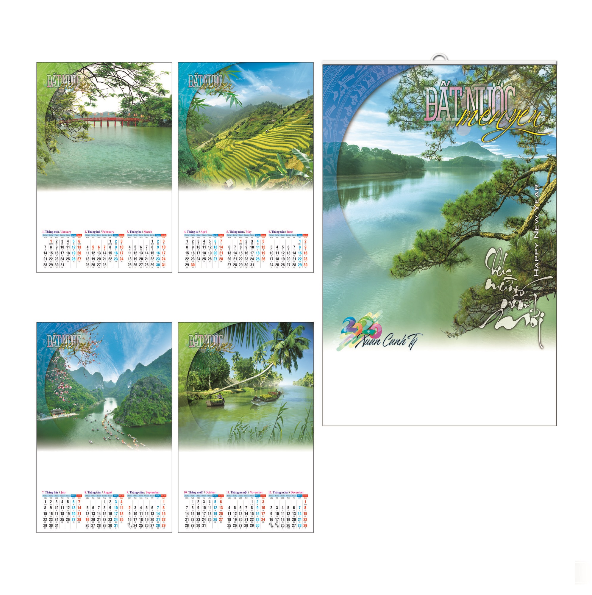 LỊCH NẸP THIẾC 5 TỜ LT-002