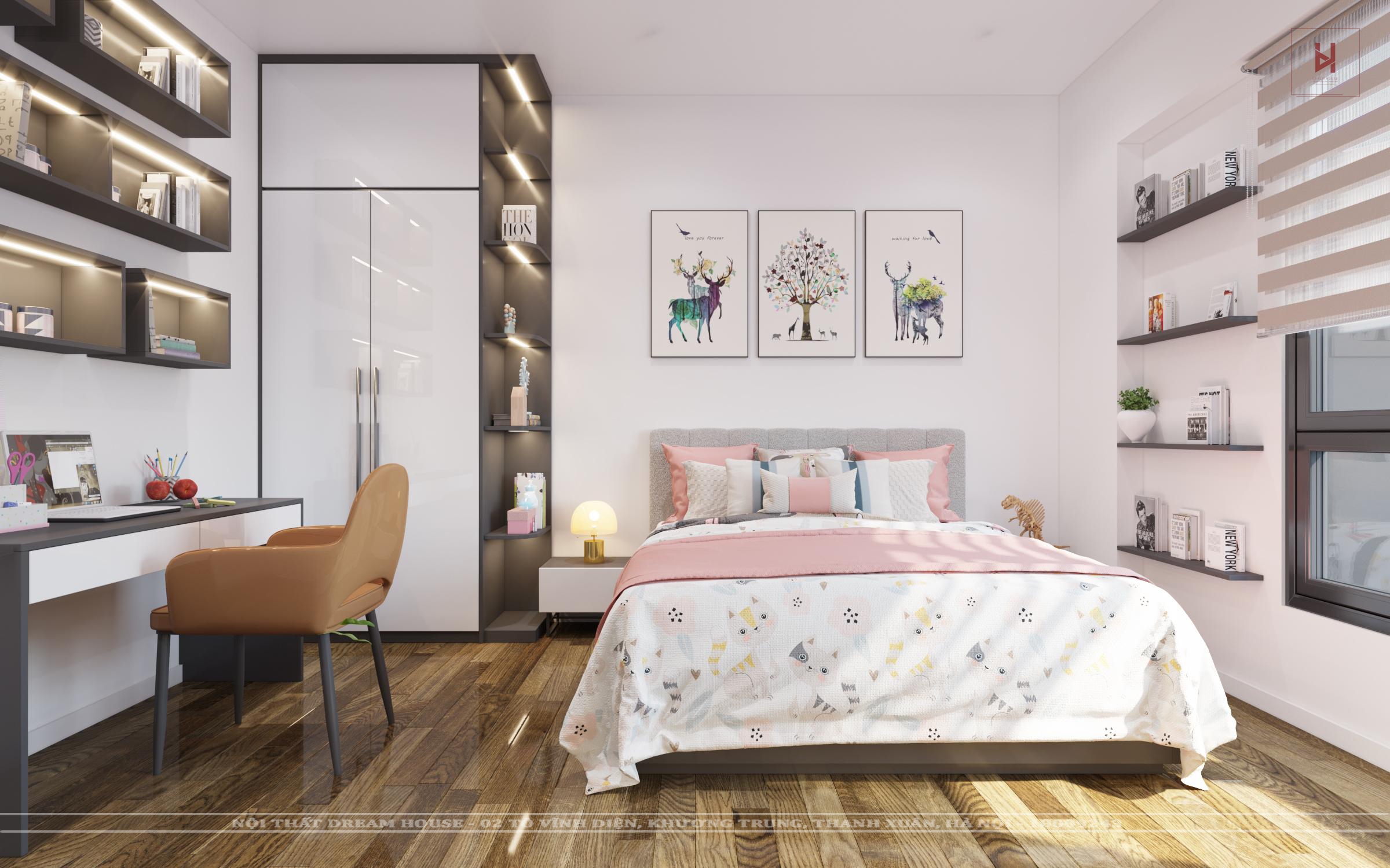 Phòng Ngủ Bé Gái Diện Tích 12m2