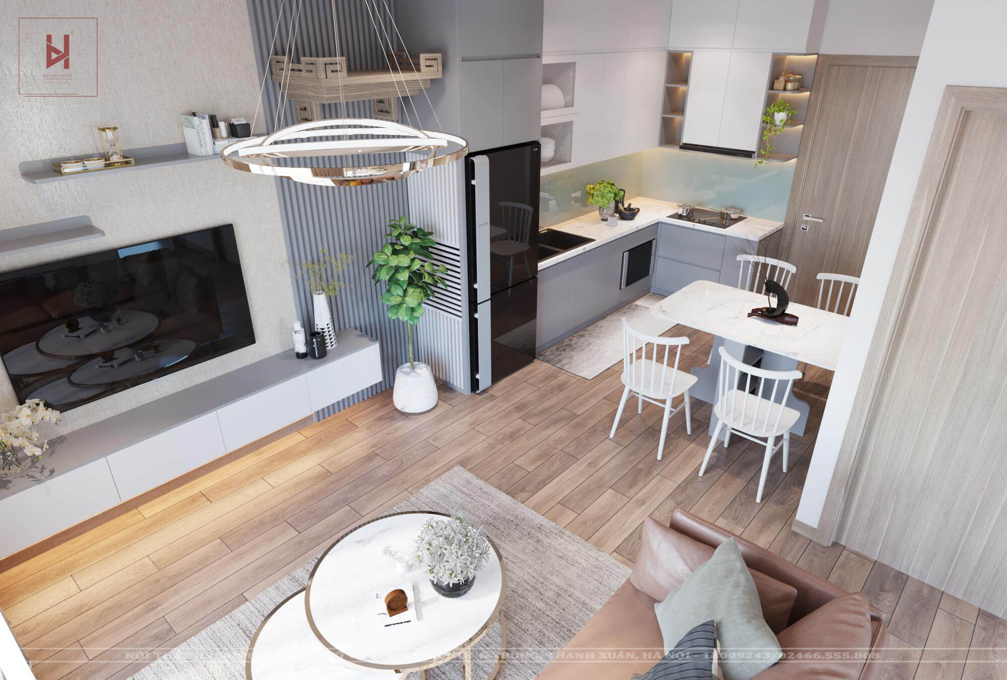 Thiết Kế Phòng Khách Chung Cư 63m2 Vinhomes Smartcity - Anh Minh