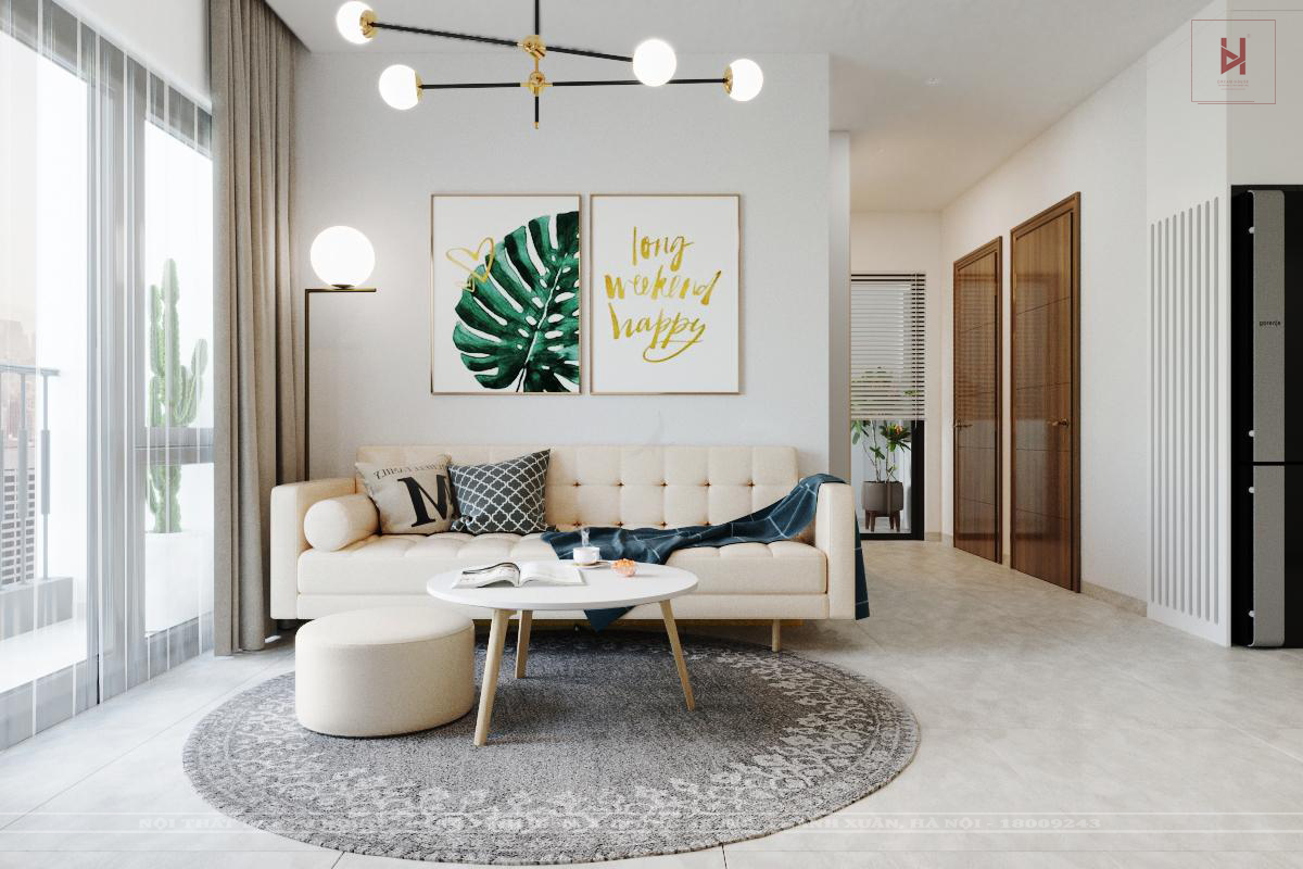 Thiết Kế Phòng Khách Chung Cư Căn Hộ 54m2 - Chị Liên