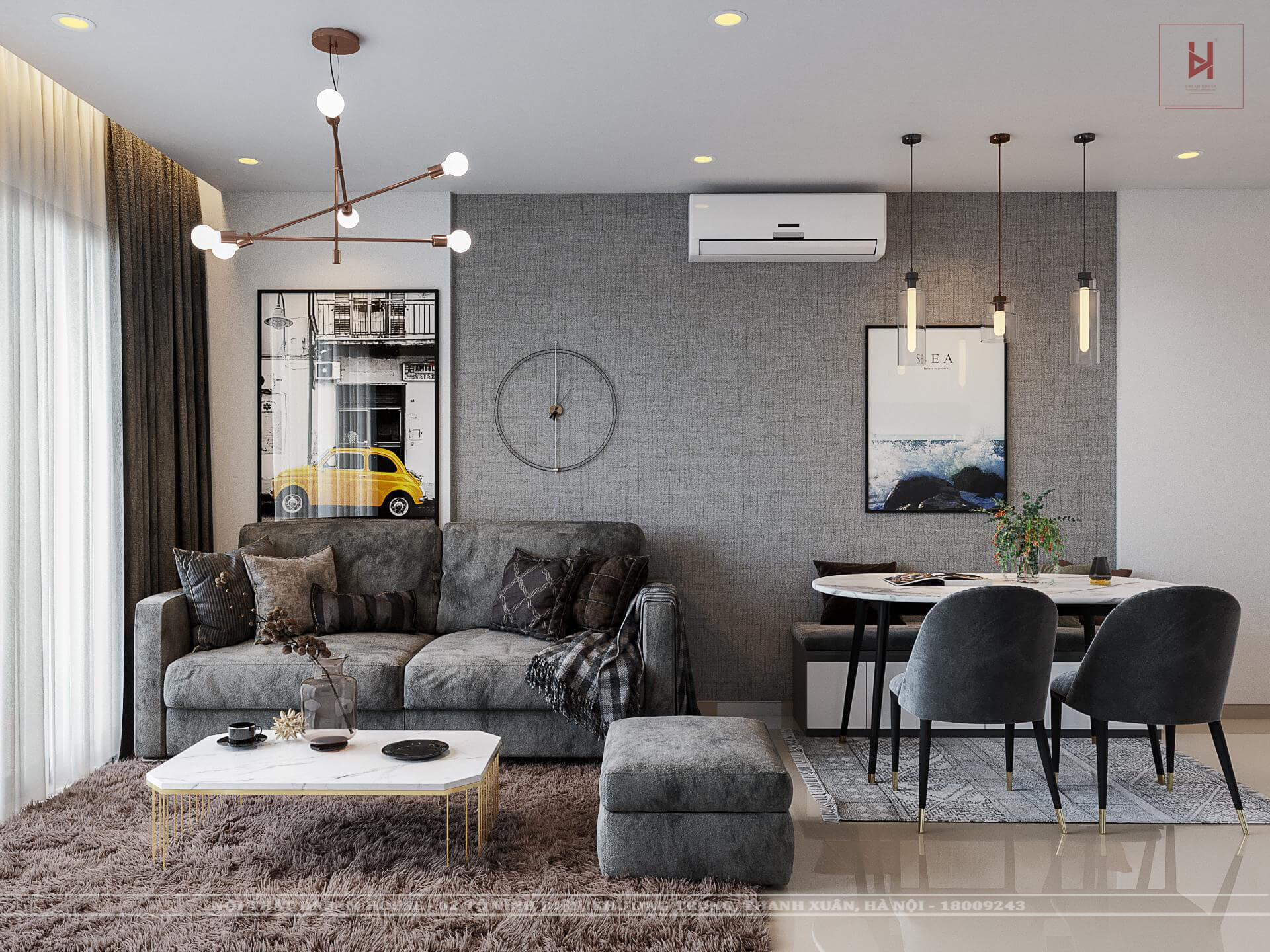 Thiết Kế Phòng Khách Vinhomes Căn Hộ 63m2 - Chị Ngọc