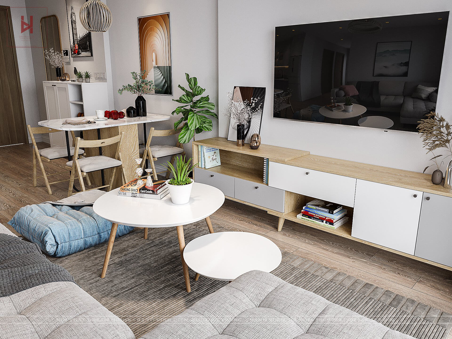 Thiết Kế Phòng Khách CC Vinhomes Smartcity Căn 54m2 - Chị Thảo