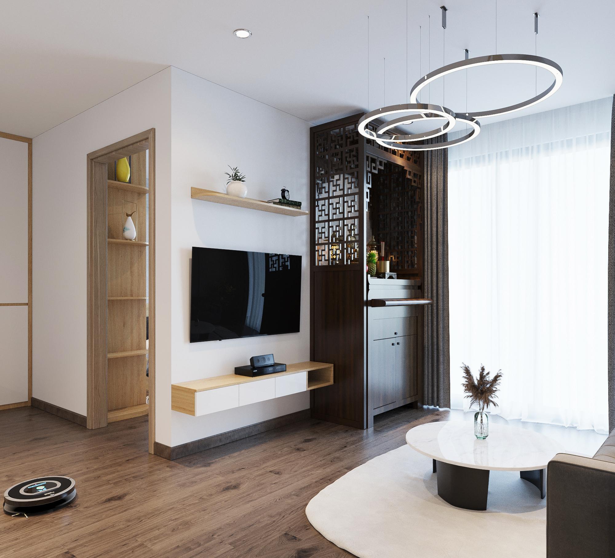 Thiết Kế Phòng Khách CC Vinhomes Smartcity căn 43m2 - Chị Trang