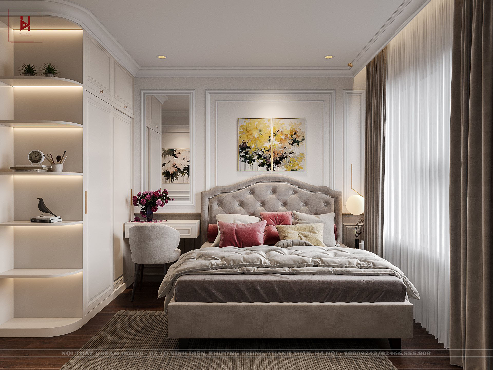 Thiết Kế Phòng Ngủ Master Tân Cổ Điển Chung Cư Vinhomes Ocean Park- anh Huy