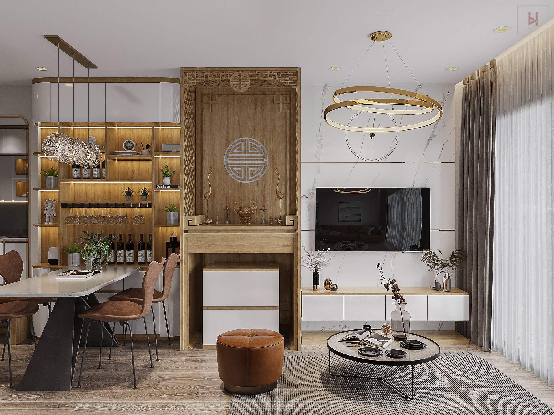 Thiết Kế Phòng Khách Chung Cư Vinhomes Smartcity căn 54m2 - Anh Trung