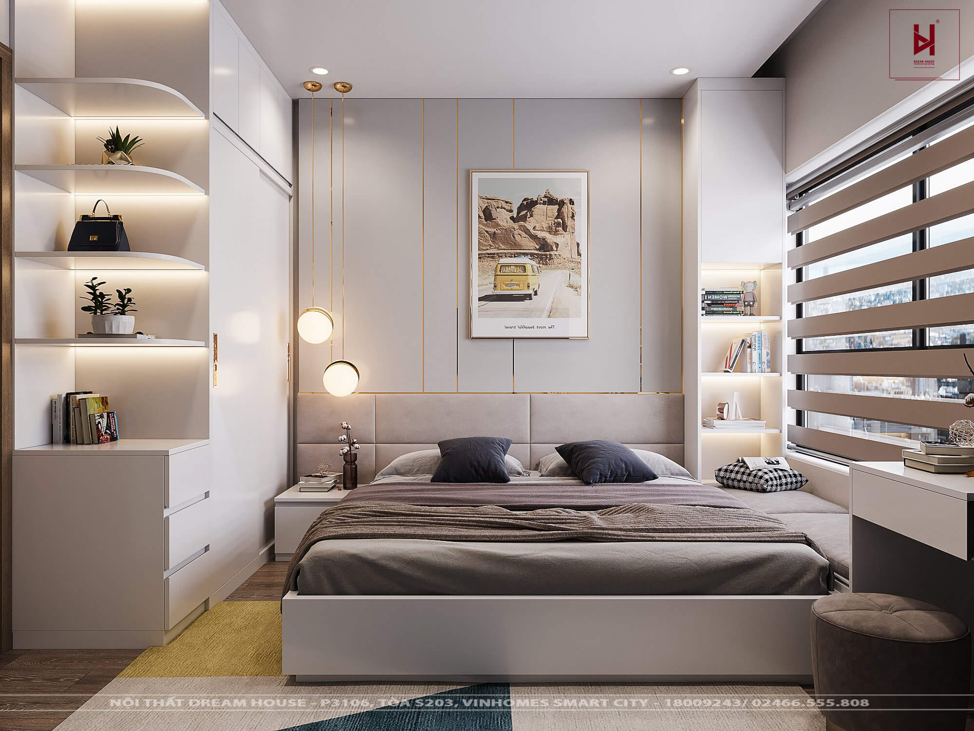 Thiết Kế Nội Thất Chung Cư Vinhomes Smart City 54m2 - anh Chung