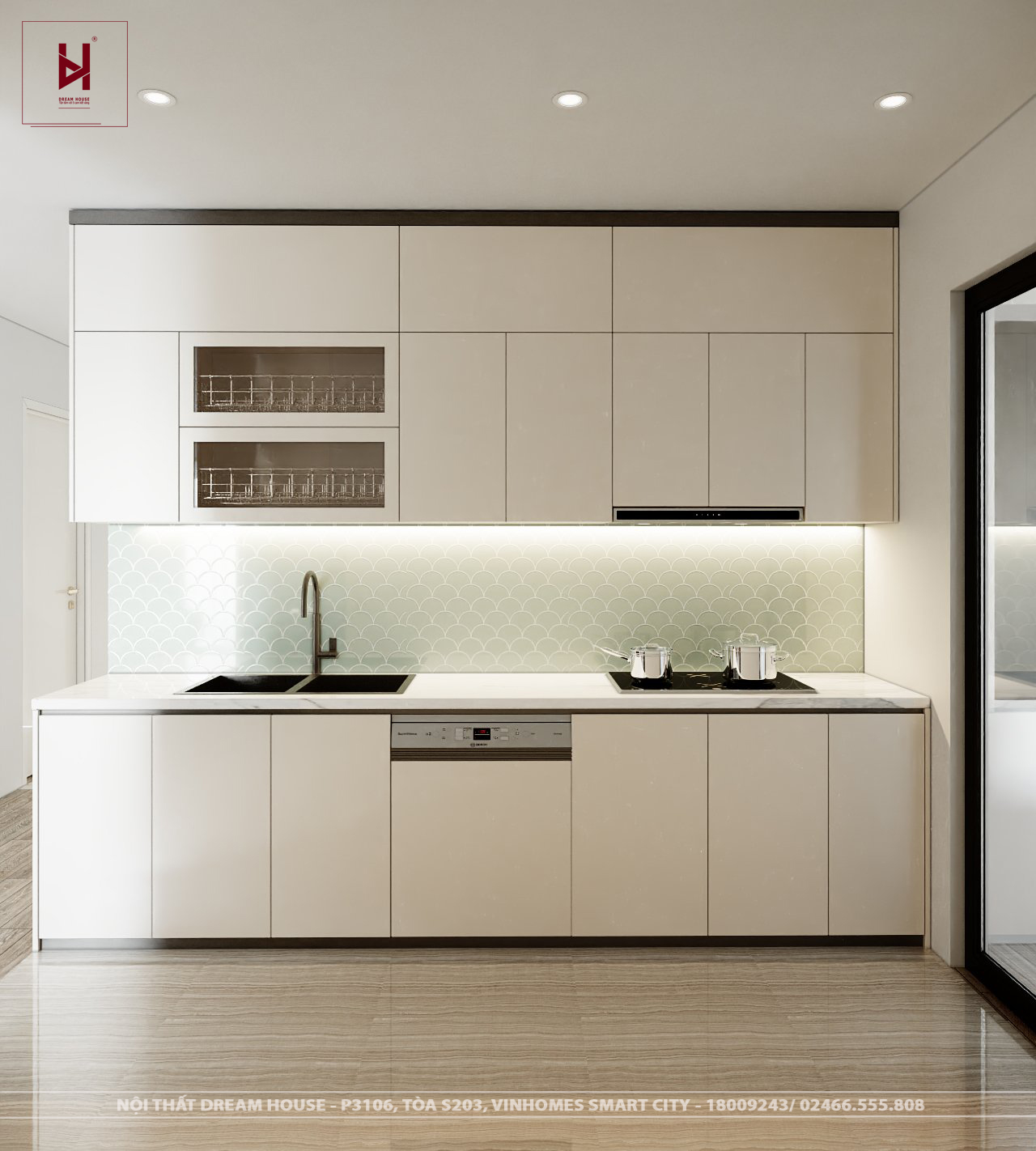 Thiết Kế Nội Thất Chung Cư GoldMark City 52m2 - chị Vân Anh