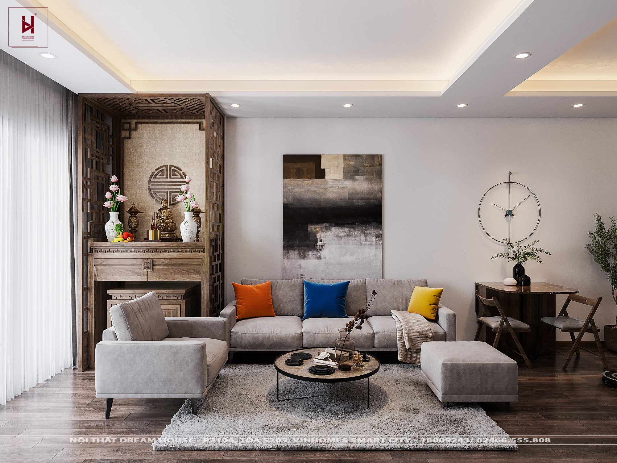 Thiết Kế Phòng Khách Chung Cư Quang Minh Tower - Cô Lan