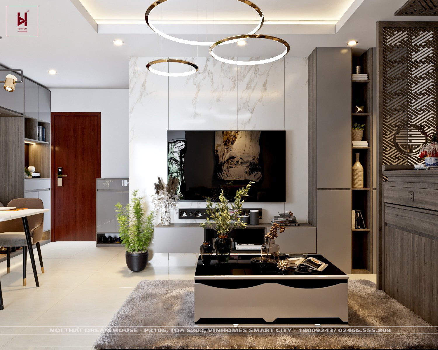 Thiết Kế Nội Thất Phòng Khách CC C1 Thành Công - chị Thu Minh