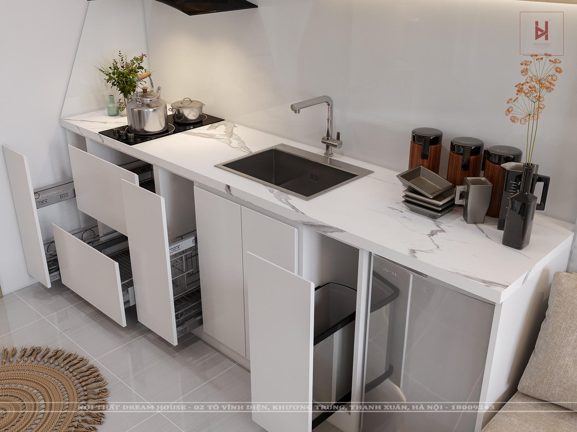 Mẫu Tủ Bếp Nhỏ Gọn Dành Cho Khách Hàng Thích Sự Đơn giản