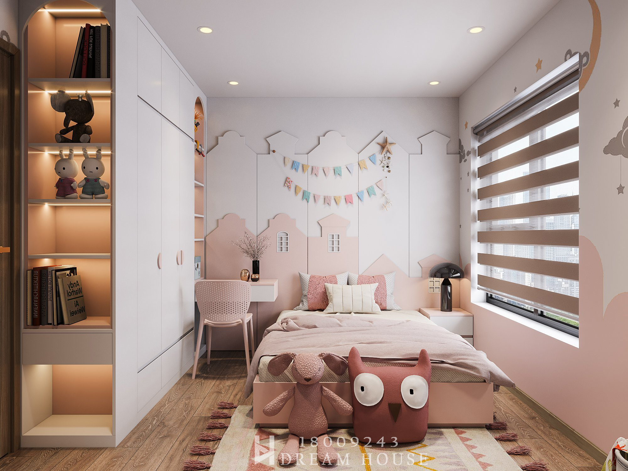 Thiết Kế Phòng Ngủ Bé Diện Tích 10m2 Với Màu Hồng Dễ Thương