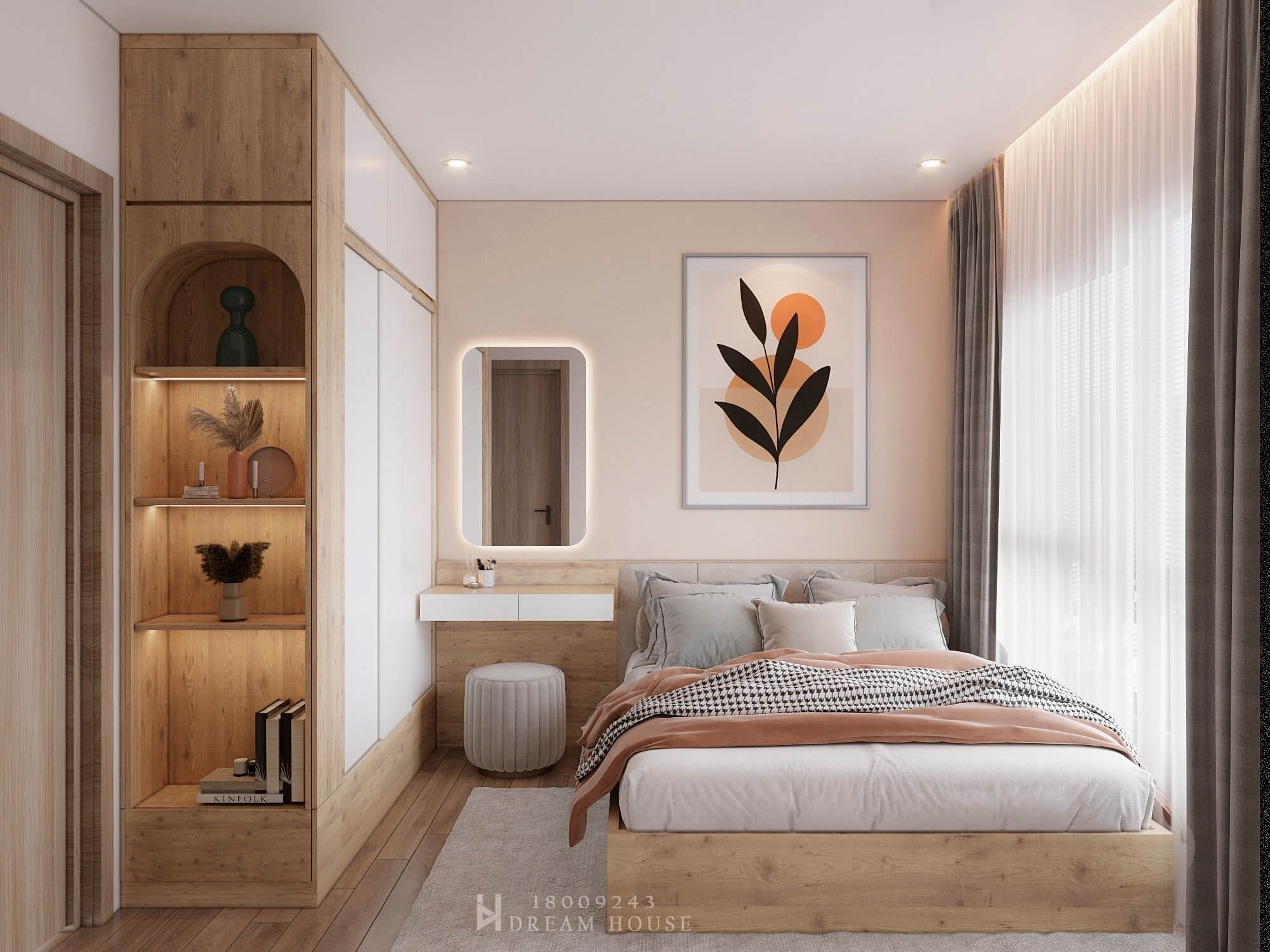 Thiết Kế Nội Thất Phòng Ngủ -  63m2 Vinhome Smart City- Chị Cẩm Lệ