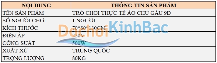 MÁY GAMES THỰC TẾ ẢO CHÚ GẤU 9D