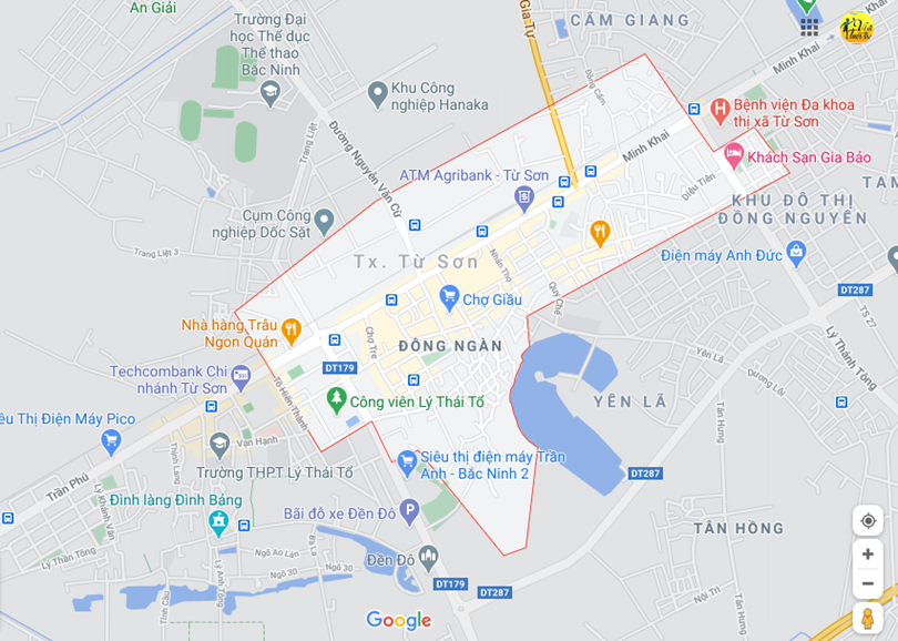 Hình ảnh vị trí địa lý tại Đông ngàn, thị xã Từ sơn, Bắc ninh