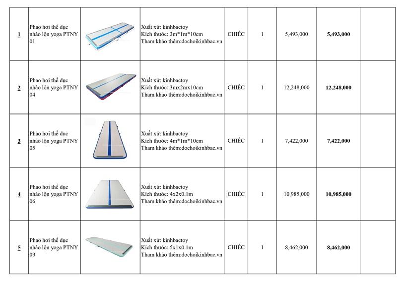 Báo giá phao hơi thể thao, yoga