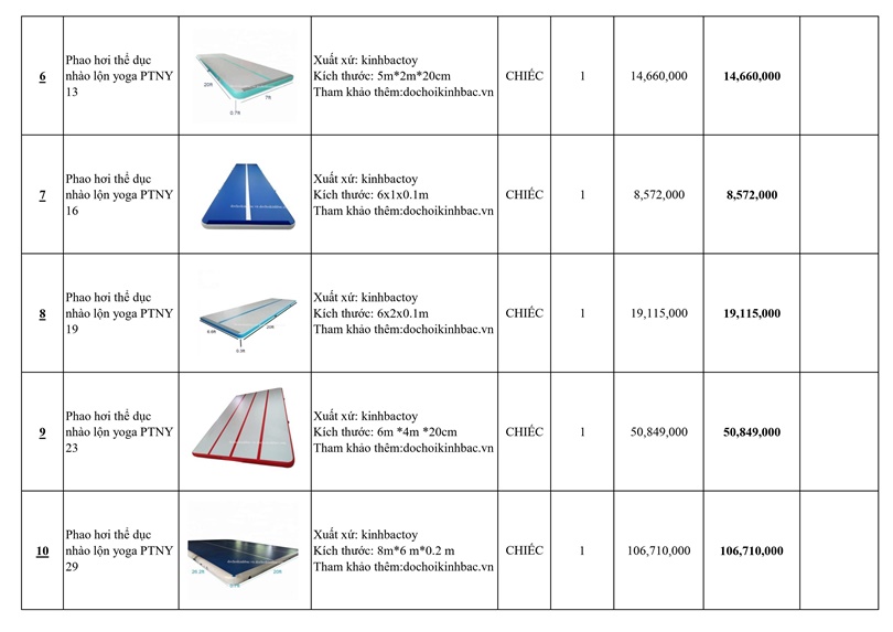 Báo giá phao hơi thể thao, yoga