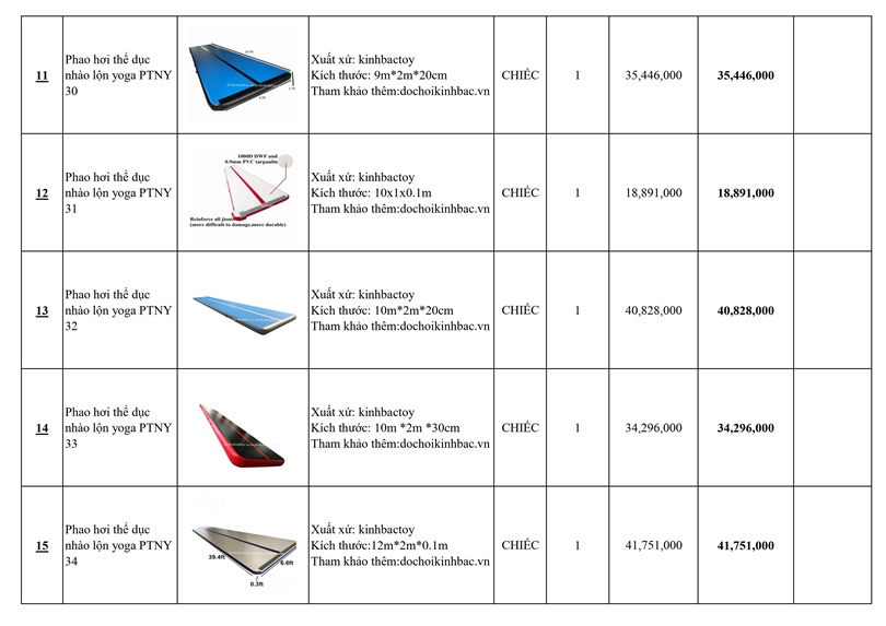 Báo giá phao hơi thể thao, yoga