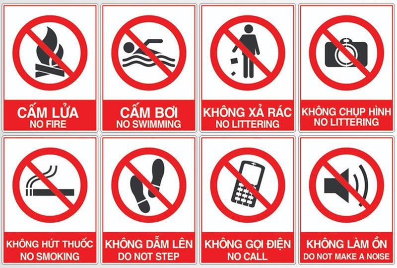 biển báo cấm đặt trong hồ bơi