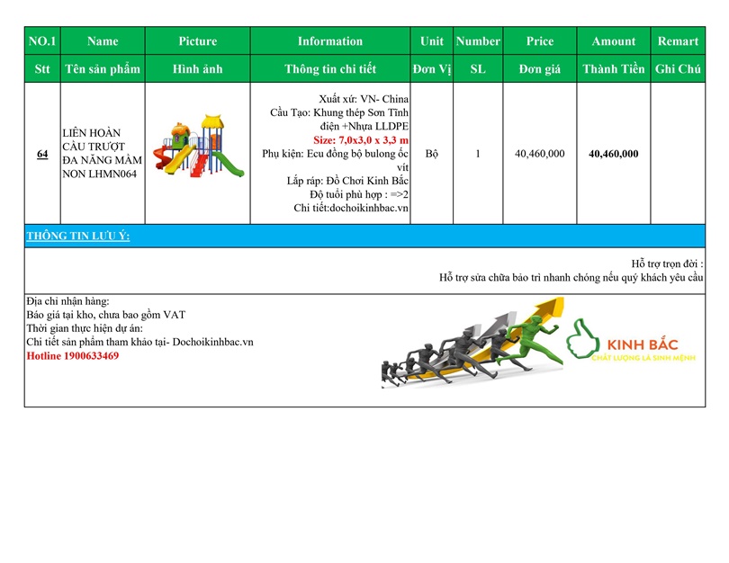 BÁO GIÁ NHÀ LIÊN HOÀN CẦU TRƯỢT VIỆT NAM