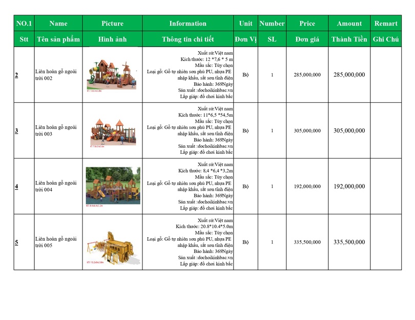 BÁO GIÁ LIÊN HOÀN GỖ NGOÀI TRỜI