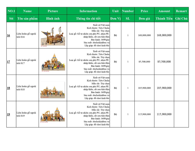 BÁO GIÁ LIÊN HOÀN GỖ NGOÀI TRỜI