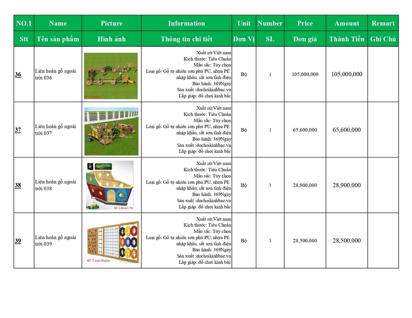 BÁO GIÁ LIÊN HOÀN GỖ NGOÀI TRỜI