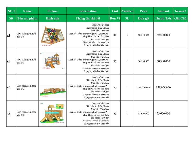 BÁO GIÁ LIÊN HOÀN GỖ NGOÀI TRỜI