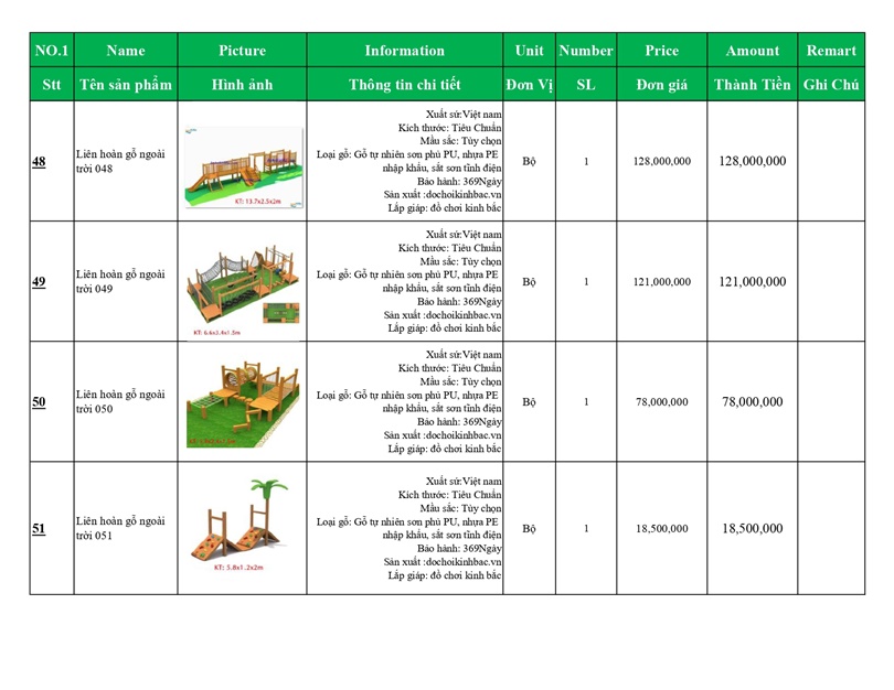 BÁO GIÁ LIÊN HOÀN GỖ NGOÀI TRỜI