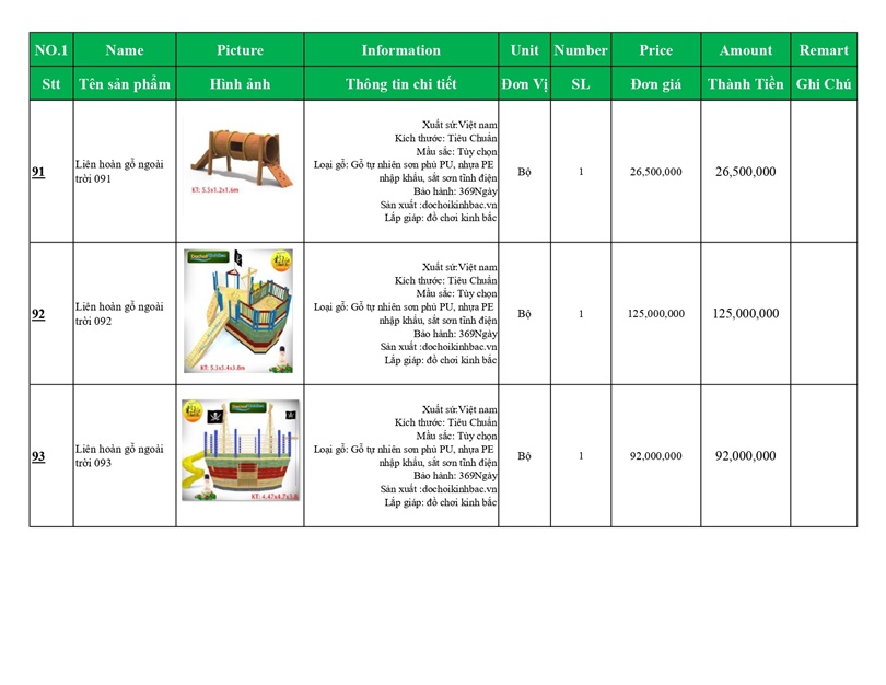 BÁO GIÁ LIÊN HOÀN GỖ NGOÀI TRỜI