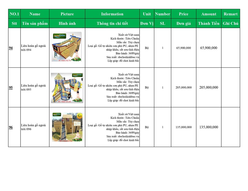 BÁO GIÁ LIÊN HOÀN GỖ NGOÀI TRỜI