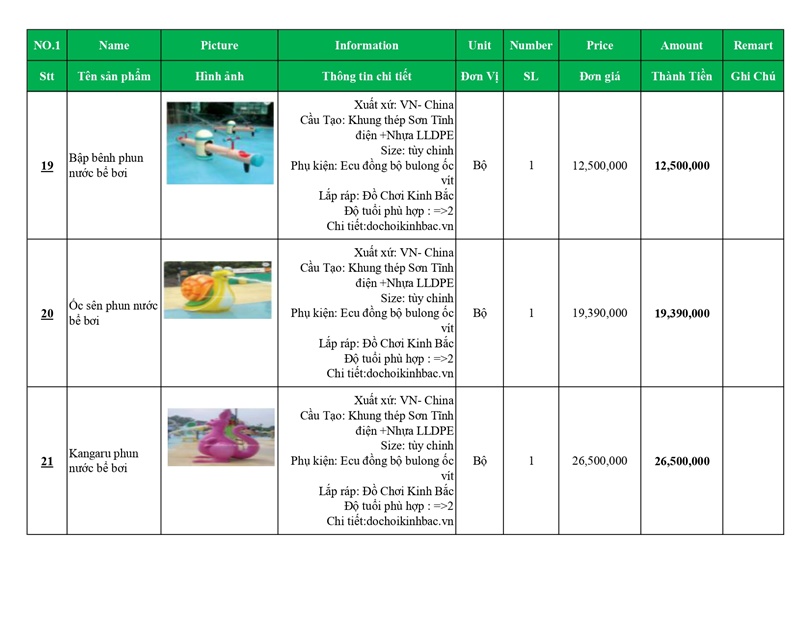 BÁO GIÁ THIẾT BỊ BỂ BƠI