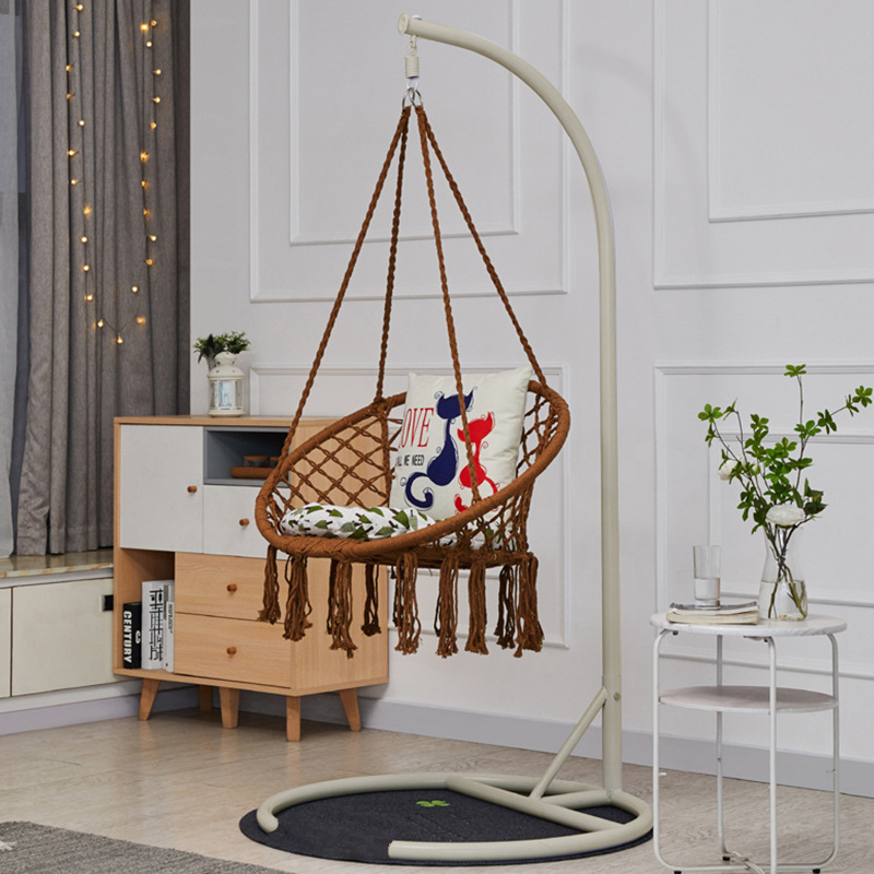 XÍCH ĐU MACRAME COTTON SWING MÀU CÀ PHÊ CÓ CẦN TREO 