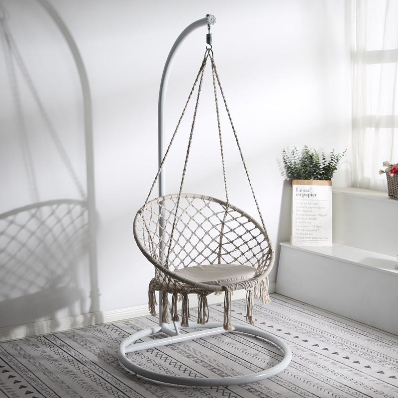 XÍCH ĐU MACRAME COTTON SWING MÀU BE CÓ CẦN TREO 