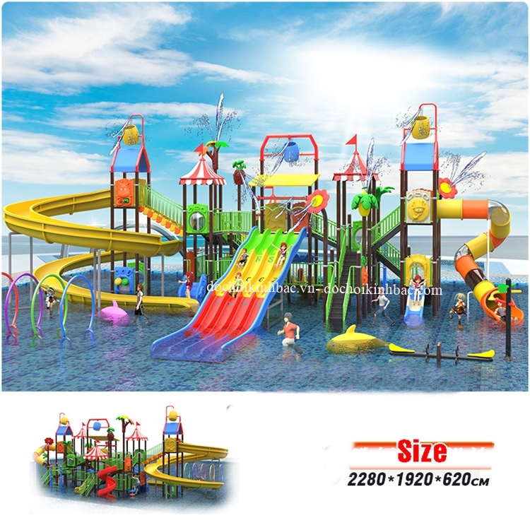 Cầu trượt liên hoàn bể bơi 01