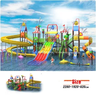 Cầu trượt liên hoàn bể bơi 01